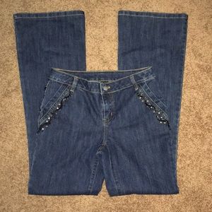 AZI Cotton/Spandex Embellished Beaded Flare Jeans Size 6